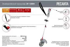 Электрический триммер Ресанта ЭТ-1200Н 2 Электрический триммер Ресанта ЭТ-1200Н 2